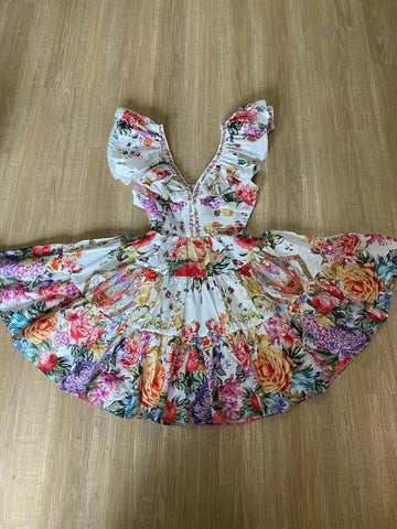 Lady Holiday Style Sexy V Collar Leaves With No Sleeves To Close The Waist Thin Yellow Print A-Shaped Dress Skirt